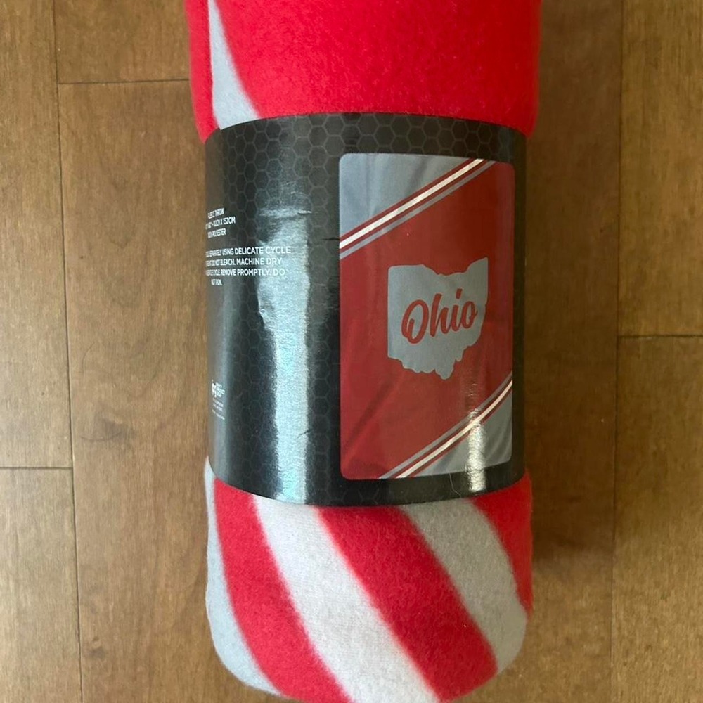 Ohio State red fleece throw blanket
